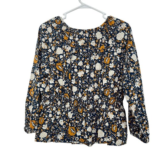Universal Thread Womens Boho Floral 3/4 Sleeve Smocked Waist Peplum Top M - Picture 8 of 11